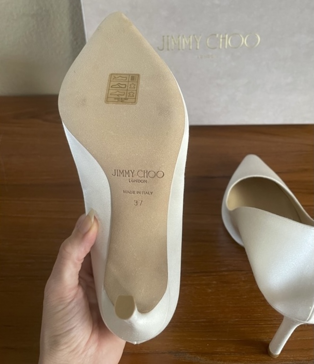 JIMMY CHOO ROMY 100 SATIN IVORY - Picture 12 of 16